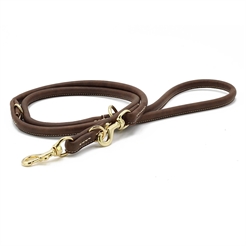 Deluxe Håndlavet Rundlæder Line Justerbar Old English Mørkebrun & Messing 200cm